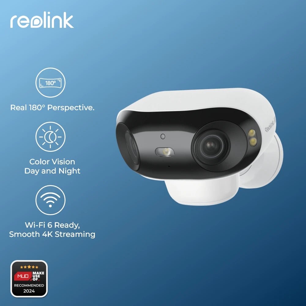 Reolink 4K Solar & Battery Powered Wireless Security Camera 180° ColorX Night Vision Outdoor WiFi Camera AI Home Hub Compatible - Asmota