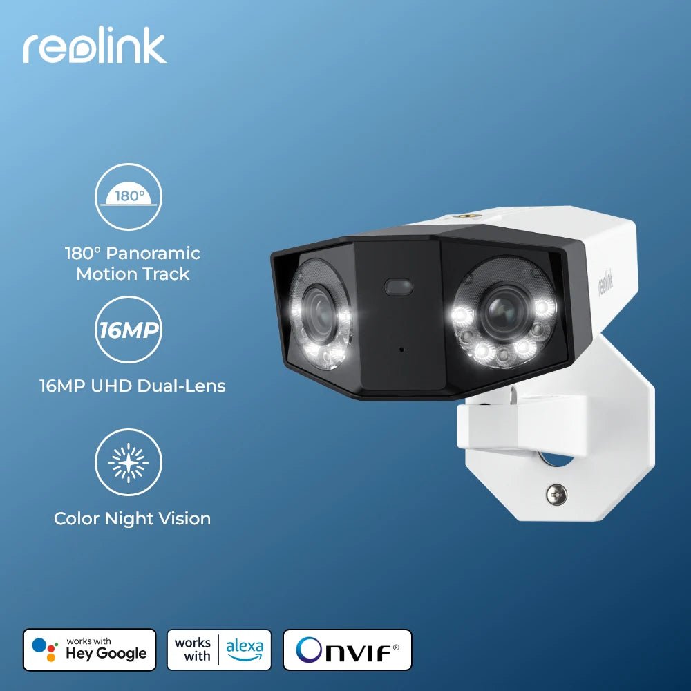 Reolink 4K UHD Dual - Lens Security Camera 16MP Duo 3 Series PoE IP Camera 180° Panoramic View Home Video Surveillance Cameras - Asmota