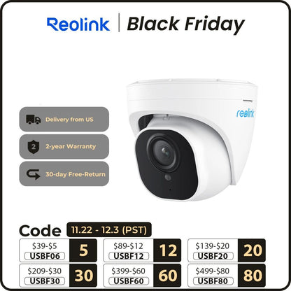 Reolink Smart Security Camera 5MP PoE Outdoor Infrared Night Vision IP Cam Person/Vehicle Detection Home Surveillance Camera - Asmota