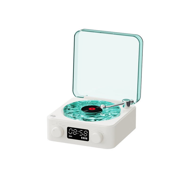 Retro Turntable Speaker Wireless Bluetooth - compatible 5.0 Vinyl Record Player Stereo Sound With White Noise RGB Projection Lamp Effect - Asmota
