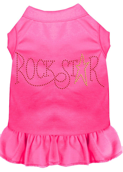 Rhinestone RockStar Dress Bright Pink XS