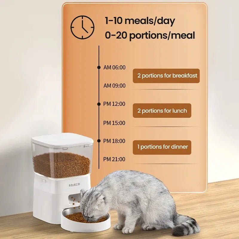 ROJECO 2L Automatic Cat Feeder WIFI Smart Pet Food Dispenser For Dry Food Dogs Kibble Dispenser With Remote Control Accessories - Asmota