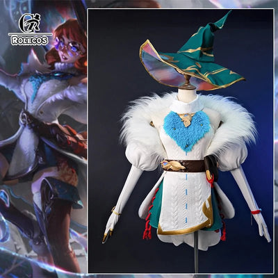ROLECOS LOL Aurora Cosplay Costume Game LOL Champion The Witch Between Worlds Aurora Halloween Women Suit with Hat Champion Skin