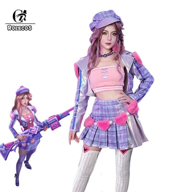 ROLECOS LOL Heartache & Heartthrob Caitlyn Cosplay Costume LOL Valentine's Day New Skin Women Cosplay Costume Halloween Full Set - Asmota