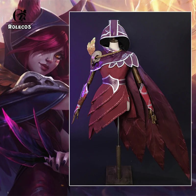 ROLECOS LOL The Rebel Xayah Cosplay Costume Game LOL Xayah New Champion Outfit Halloween Women Suit with Cloak - Asmota