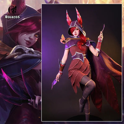 ROLECOS LOL The Rebel Xayah Cosplay Costume Game LOL Xayah New Champion Outfit Halloween Women Suit with Cloak