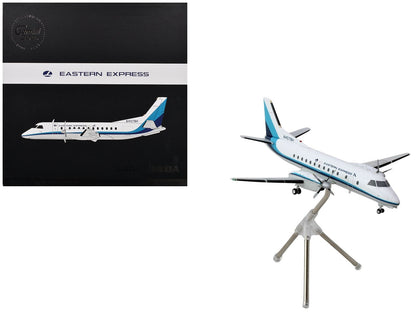 Saab 340A Commercial Aircraft "Eastern Express/Bar Harbor" (N407BH) White with Blue Stripes "Gemini 200" Series 1/200 Diecast Model Airplane by GeminiJets - Asmota