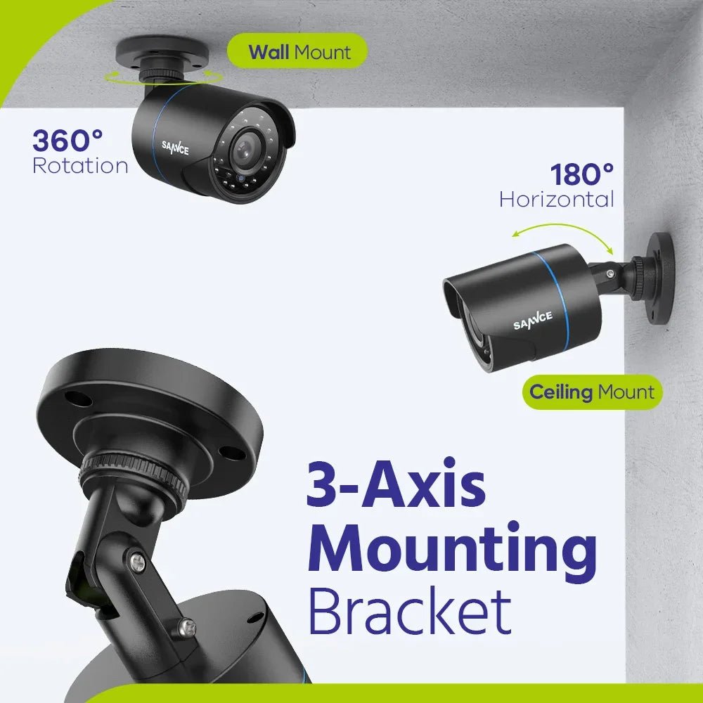 SANNCE 1x 2x 1080P Outdoor Bullet Home CCTV Security Camera 100ft IR Night Vision Weatherproof Cameras 2MP CCTV Surveillance - Asmota