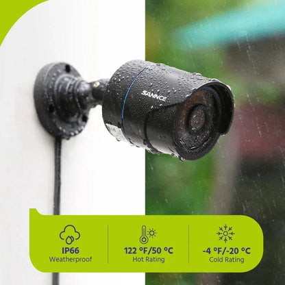 SANNCE 1x 2x 1080P Outdoor Bullet Home CCTV Security Camera 100ft IR Night Vision Weatherproof Cameras 2MP CCTV Surveillance - Asmota