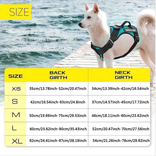 Service Dog Harness, Reflective Dog Vest Harness with 5 PCS Patches, Adjustable Soft Oxford Pet Harness, Inner Layer Mesh, Easy - Asmota