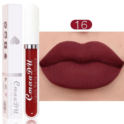 Sexy Long Lasting Velvet Matte Lip Gloss Liquid Lipstick Lip Makeup Women Beauty Red Nonstick Cup Waterproof Lip Gloss - Asmota