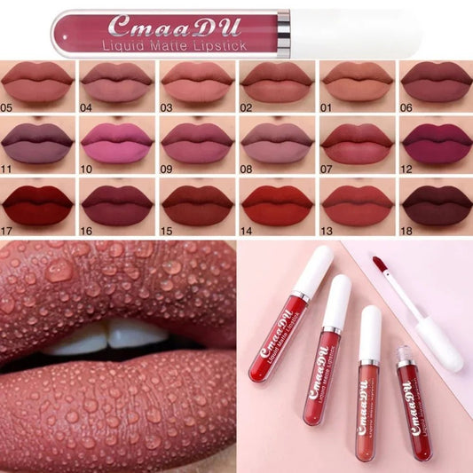 Sexy Long Lasting Velvet Matte Lip Gloss Liquid Lipstick Lip Makeup Women Beauty Red Nonstick Cup Waterproof Lip Gloss - Asmota