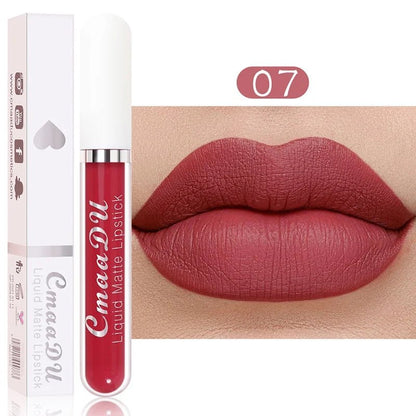 Sexy Long Lasting Velvet Matte Lip Gloss Liquid Lipstick Lip Makeup Women Beauty Red Nonstick Cup Waterproof Lip Gloss - Asmota