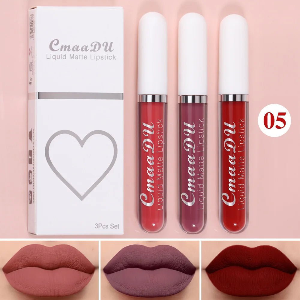 Sexy Long Lasting Velvet Matte Lip Gloss Liquid Lipstick Lip Makeup Women Beauty Red Nonstick Cup Waterproof Lip Gloss - Asmota