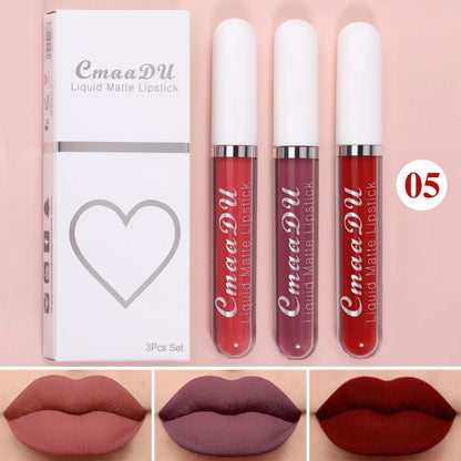 Sexy Long Lasting Velvet Matte Lip Gloss Liquid Lipstick Lip Makeup Women Beauty Red Nonstick Cup Waterproof Lip Gloss - Asmota