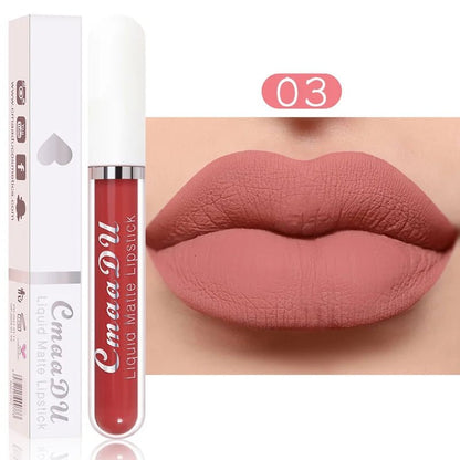 Sexy Long Lasting Velvet Matte Lip Gloss Liquid Lipstick Lip Makeup Women Beauty Red Nonstick Cup Waterproof Lip Gloss - Asmota