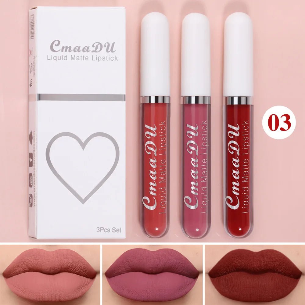 Sexy Long Lasting Velvet Matte Lip Gloss Liquid Lipstick Lip Makeup Women Beauty Red Nonstick Cup Waterproof Lip Gloss - Asmota