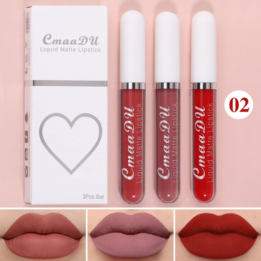 Sexy Long Lasting Velvet Matte Lip Gloss Liquid Lipstick Lip Makeup Women Beauty Red Nonstick Cup Waterproof Lip Gloss - Asmota