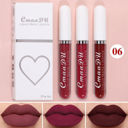 Sexy Long Lasting Velvet Matte Lip Gloss Liquid Lipstick Lip Makeup Women Beauty Red Nonstick Cup Waterproof Lip Gloss - Asmota