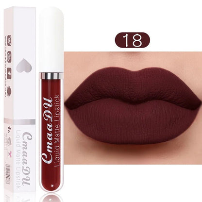 Sexy Long Lasting Velvet Matte Lip Gloss Liquid Lipstick Lip Makeup Women Beauty Red Nonstick Cup Waterproof Lip Gloss - Asmota