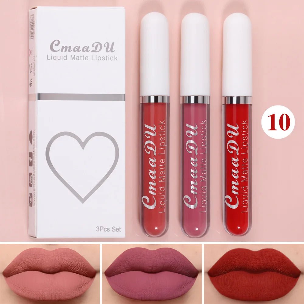 Sexy Long Lasting Velvet Matte Lip Gloss Liquid Lipstick Lip Makeup Women Beauty Red Nonstick Cup Waterproof Lip Gloss - Asmota