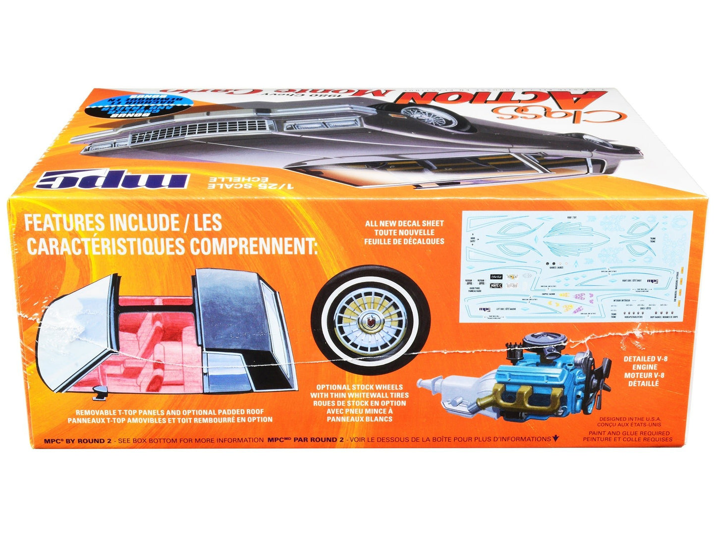 Skill 2 Model Kit 1980 Chevrolet Monte Carlo "Class Action" with Motorcycle and Trailer (Skill 2) 1/25 Scale Model Car by MPC - Asmota