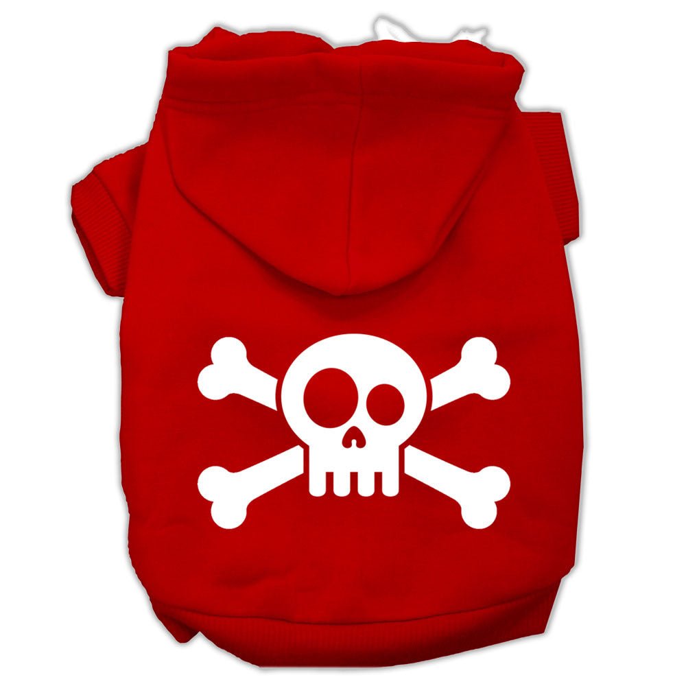 Skull Crossbone Screen Print Pet Hoodies Red Size Lg - Asmota