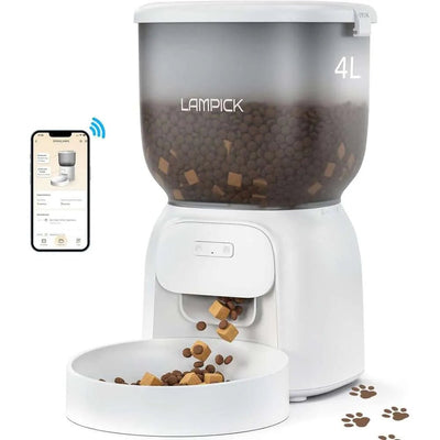 Smart Automatic Cat Feeder - WiFi Cat Food Dispenser with APP control Up to 15 Portions((8g/portion) 10 Meals Per Day, Dual Power Supply Pet Feeders for Cats/Dogs (4L/16.9 Cups)