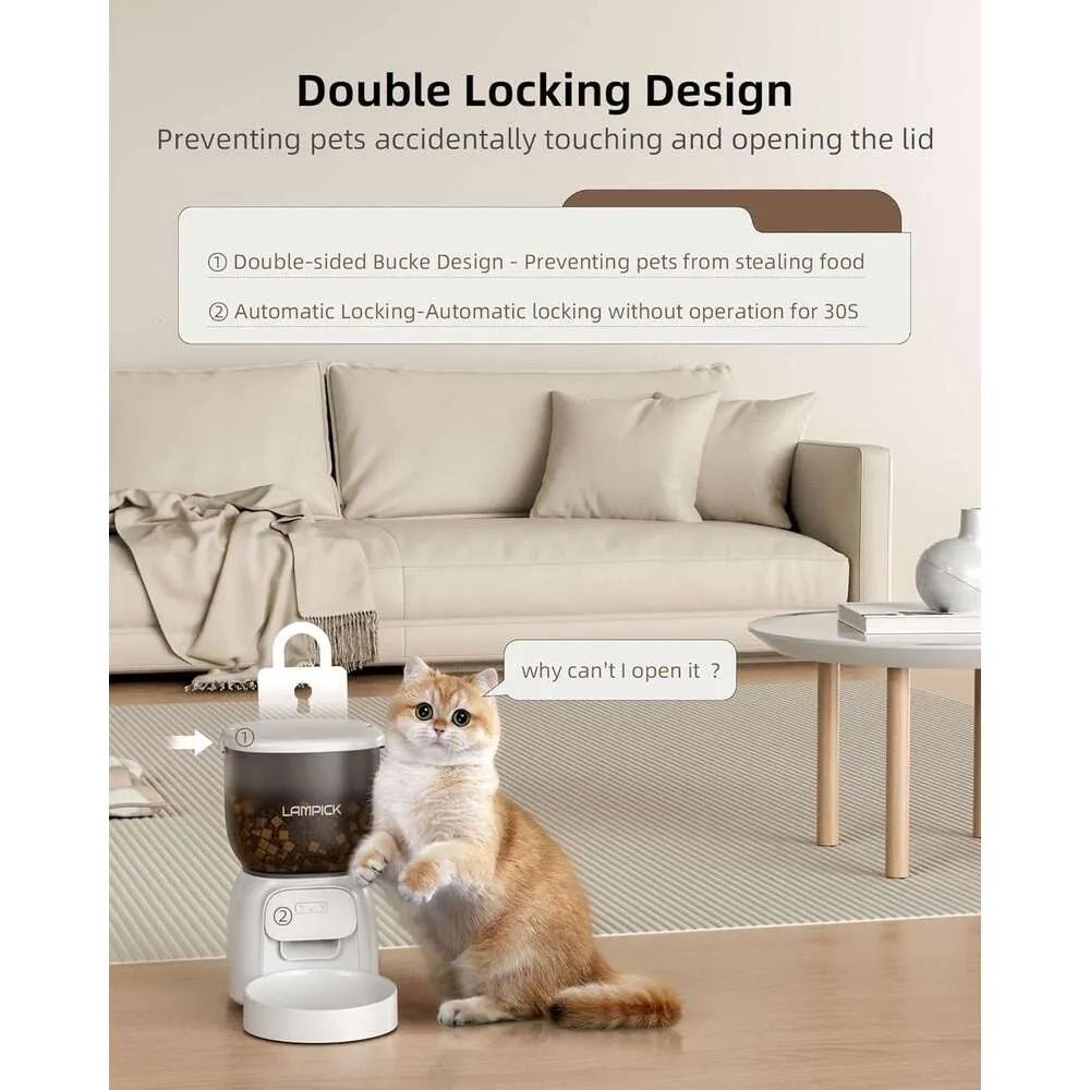 Smart Automatic Cat Feeder - WiFi Cat Food Dispenser with APP control Up to 15 Portions((8g/portion) 10 Meals Per Day, Dual Power Supply Pet Feeders for Cats/Dogs (4L/16.9 Cups) - Asmota