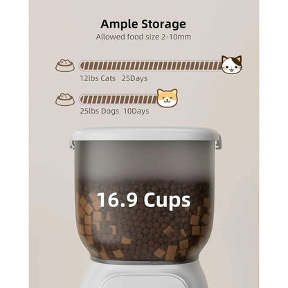 Smart Automatic Cat Feeder - WiFi Cat Food Dispenser with APP control Up to 15 Portions((8g/portion) 10 Meals Per Day, Dual Power Supply Pet Feeders for Cats/Dogs (4L/16.9 Cups) - Asmota