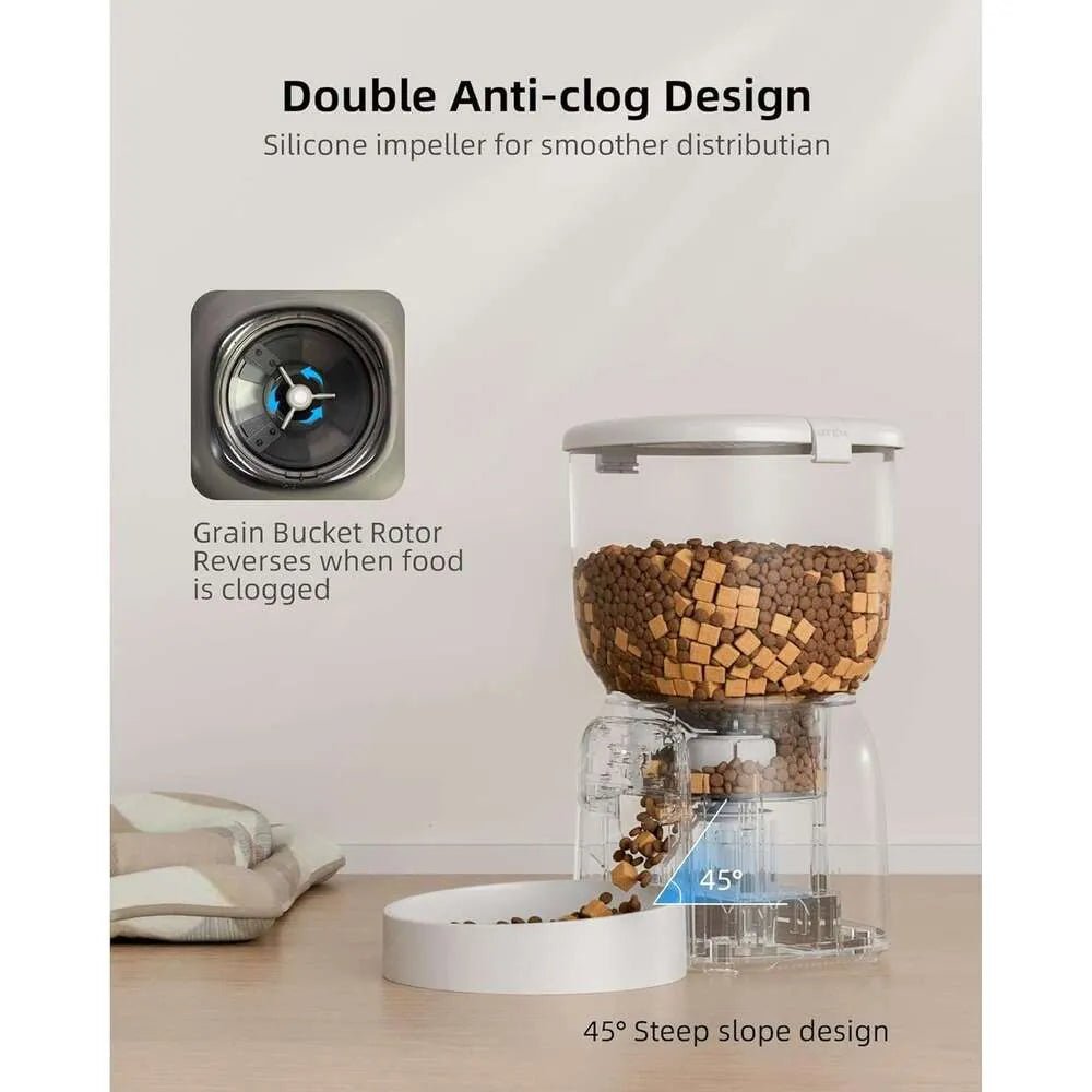 Smart Automatic Cat Feeder - WiFi Cat Food Dispenser with APP control Up to 15 Portions((8g/portion) 10 Meals Per Day, Dual Power Supply Pet Feeders for Cats/Dogs (4L/16.9 Cups) - Asmota