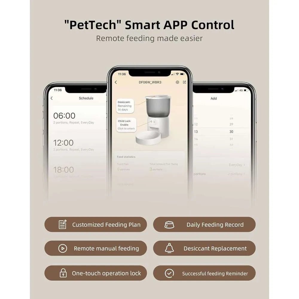 Smart Automatic Cat Feeder - WiFi Cat Food Dispenser with APP control Up to 15 Portions((8g/portion) 10 Meals Per Day, Dual Power Supply Pet Feeders for Cats/Dogs (4L/16.9 Cups) - Asmota