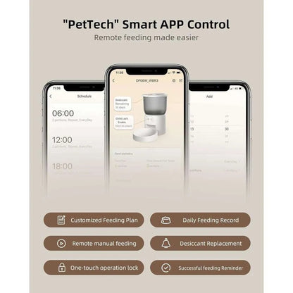 Smart Automatic Cat Feeder - WiFi Cat Food Dispenser with APP control Up to 15 Portions((8g/portion) 10 Meals Per Day, Dual Power Supply Pet Feeders for Cats/Dogs (4L/16.9 Cups) - Asmota