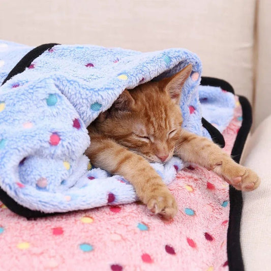 Soft Fluffy Pet Blanket Cute Dot Pattern Cozy Warm Blanket for Cat Dogs Bed Small Large Dogs Mat Cover Pet Supplies - Asmota