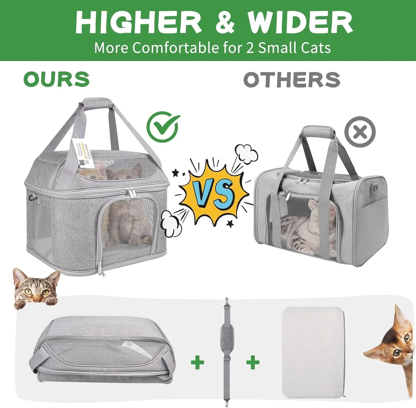 Soft Side Pet Large Suitable For Foldable Travel Small Dog Carrier, Aire Approved Cat Carrier 0317Bag - Asmota