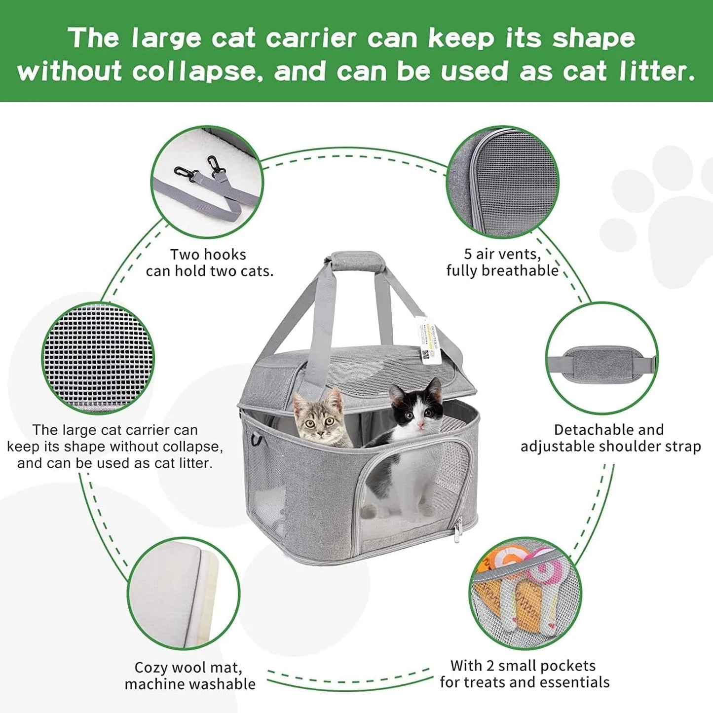 Soft Side Pet Large Suitable For Foldable Travel Small Dog Carrier, Aire Approved Cat Carrier 0317Bag - Asmota