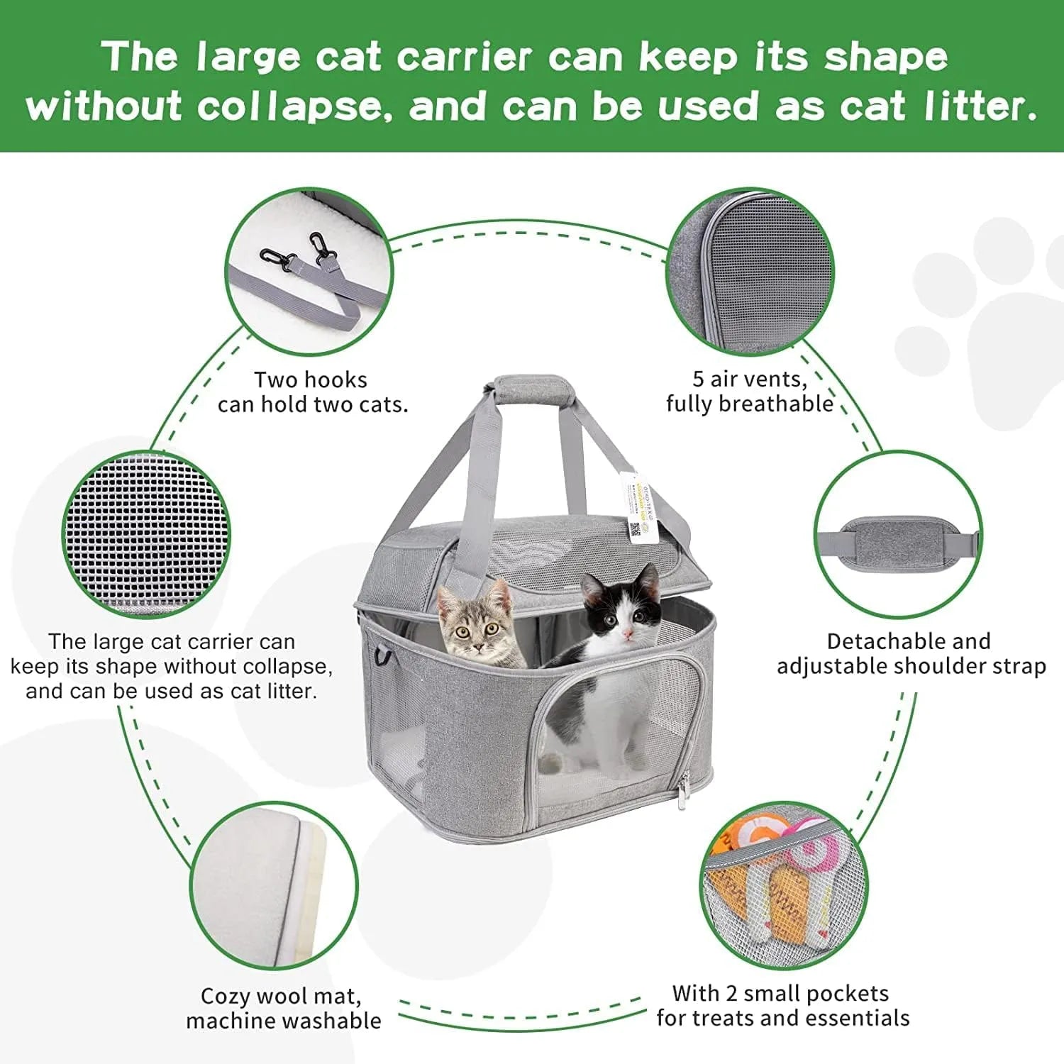 Soft Side Pet Large Suitable For Foldable Travel Small Dog Carrier, Aire Approved Cat Carrier 0317Bag - Asmota