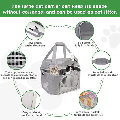 Soft Side Pet Large Suitable For Foldable Travel Small Dog Carrier, Aire Approved Cat Carrier 0317Bag - Asmota