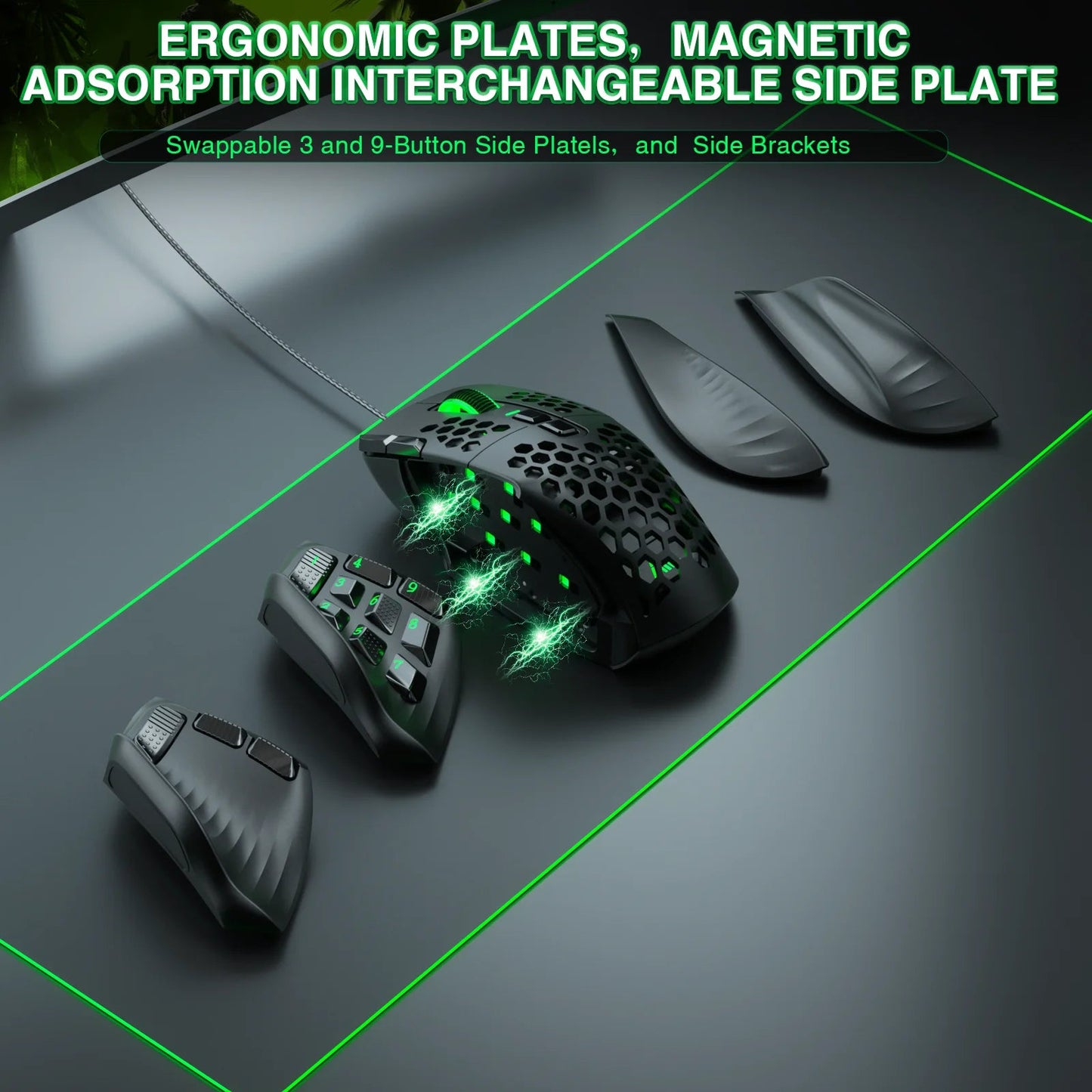 SOLAKAKA SM809 Wired Gaming Mouse 16 Side Buttons 22800 DPI Programmable Macro MMO Mouse Gamer PAW3311 Honeycomb Ergonomic RGB - Asmota