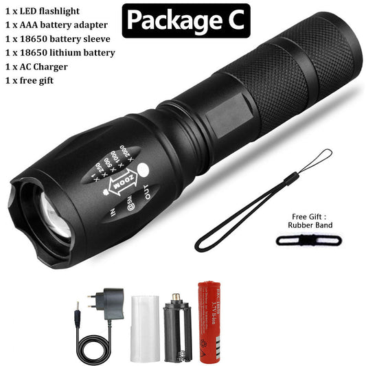 Strong Light Flashlight Special Forces Rechargeable Home Self - Defense Waterproof Riding Mini Camping Premium Super Bright Flashlight - Asmota