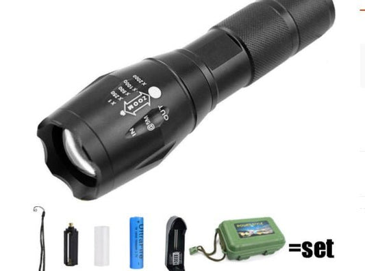 Strong Light Flashlight Special Forces Rechargeable Home Self - Defense Waterproof Riding Mini Camping Premium Super Bright Flashlight - Asmota