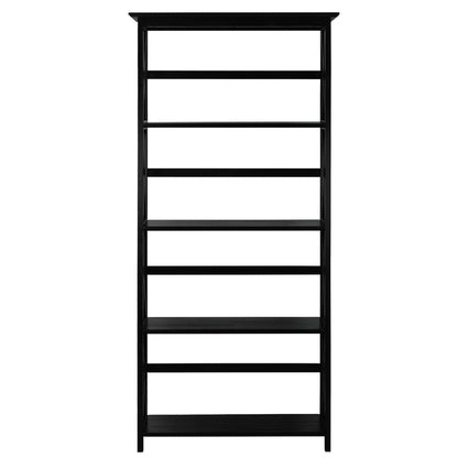 Tall 5 - Tier Bookcase in Black Wood Finish - Asmota
