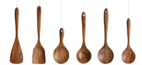 Thailand Teak Natural Wood Tableware Spoon Ladle Turner Long Rice Colander Soup Skimmer Cooking Spoons Scoop Kitchen Tool Set - Asmota