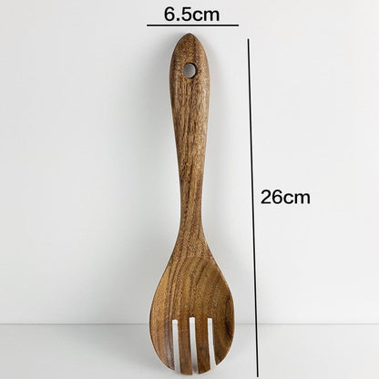 Thailand Teak Natural Wood Tableware Spoon Ladle Turner Long Rice Colander Soup Skimmer Cooking Spoons Scoop Kitchen Tool Set - Asmota