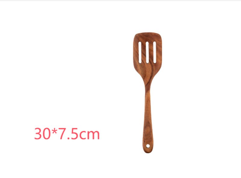 Thailand Teak Natural Wood Tableware Spoon Ladle Turner Long Rice Colander Soup Skimmer Cooking Spoons Scoop Kitchen Tool Set - Asmota