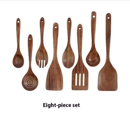 Thailand Teak Natural Wood Tableware Spoon Ladle Turner Long Rice Colander Soup Skimmer Cooking Spoons Scoop Kitchen Tool Set - Asmota