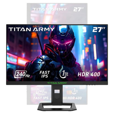 TITAN ARMY P2710S Gaming Monitor, 27'' 2560*1440 Fast IPS Screen,  240Hz Refresh Rate, 1ms GTG, HDR400, Adaptive-Sync, Dynamic OD, Game Assist, 10 Scenario Modes, PBP&PIP Display, Low Blue Light, Adjustable Rotating Stand, Wall Mount Support