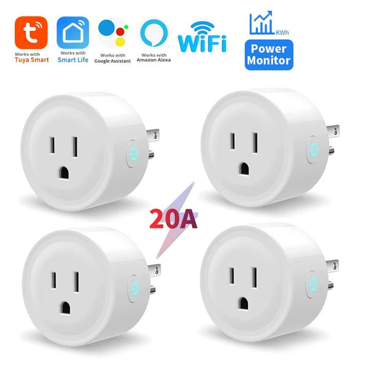 Tuya Smart Plug WiFi Socket 20A with Power Monitoring US Canada Mexico Peru Japan Timing Voice Control Support Alexa Google Home - Asmota