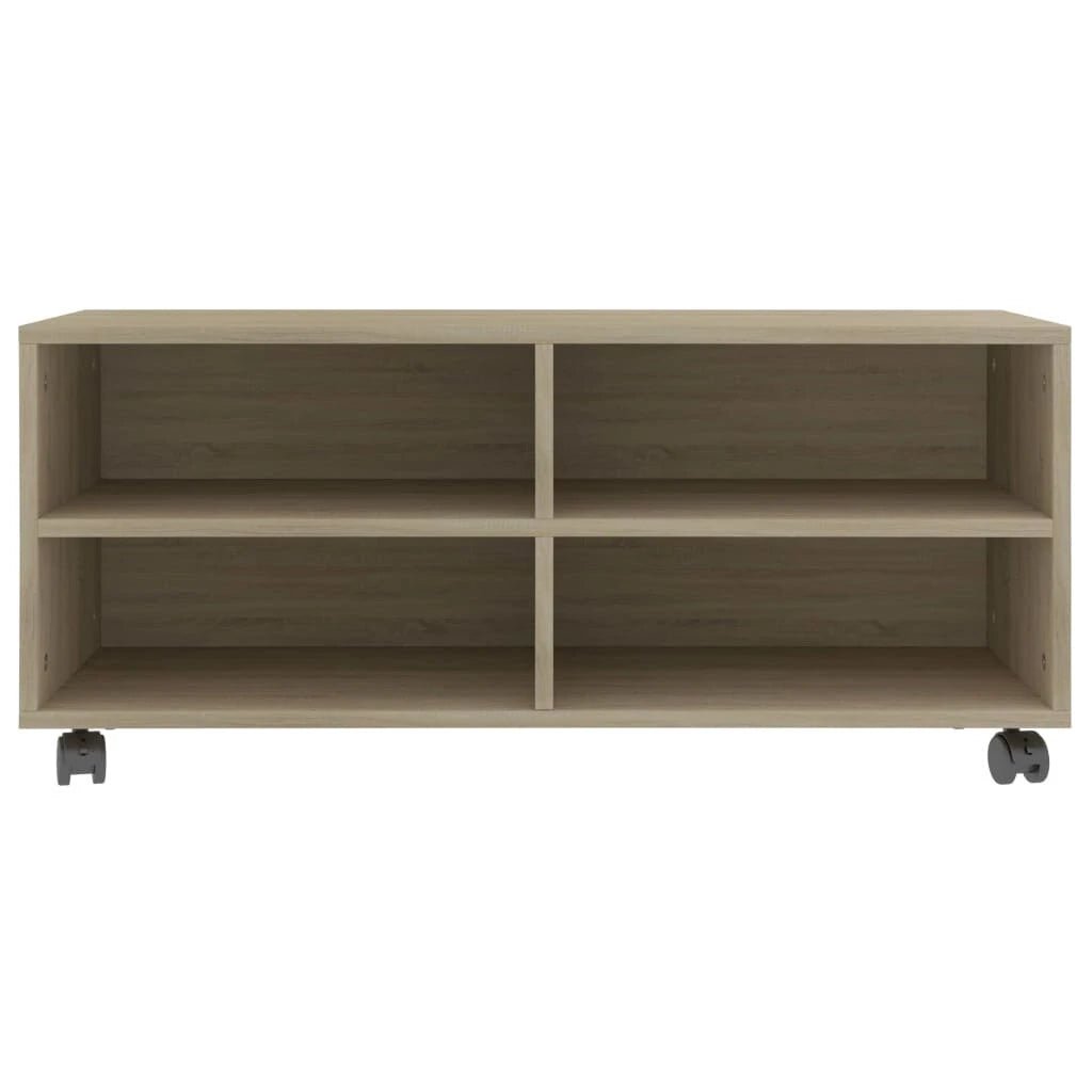 TV Cabinet with Castors Sonoma Oak 35.4"x13.8"x13.8" Chipboard - Asmota