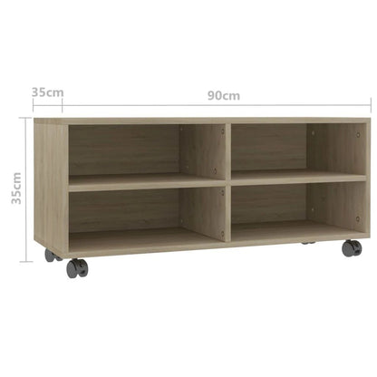 TV Cabinet with Castors Sonoma Oak 35.4"x13.8"x13.8" Chipboard - Asmota